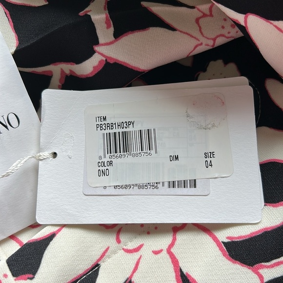 VALENTINO Floral Virgin Wool Silk Flare Pant Cropped Black White Designer 4 NEW - Picture 12 of 15